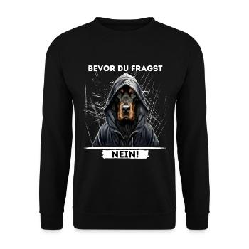 Funny Dog Sayings - Before You Ask NO! - Unisex Sweatshirt - black - Front - Alina (178cm) & Michal (187cm)
