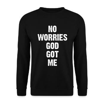 Pas de soucis, Dieu m’a eu - Sweat-shirt Unisexe - noir - Devant - Alina (178cm) & Michal (187cm)