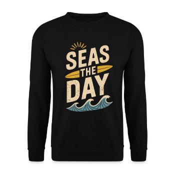 Seas the Day | Maritim & Lebensfreude - Unisex Pullover - Schwarz - Vorne - Alina (178cm) & Michal (187cm)