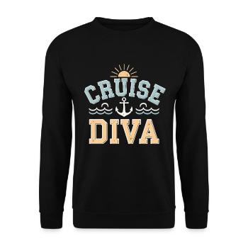 Cruise Diva | Kreuzfahrt - Unisex Pullover - Schwarz - Vorne - Alina (178cm) & Michal (187cm)