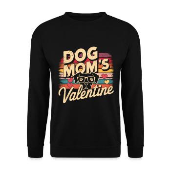 Dog Mom's Valentine | Geschenk für Hunde Mamas - Unisex Pullover - Schwarz - Vorne - Alina (178cm) & Michal (187cm)
