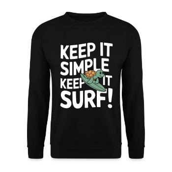 Keep It Simple Surf | Funny Surf Turtle - Unisex Sweatshirt - black - Front - Alina (178cm) & Michal (187cm)