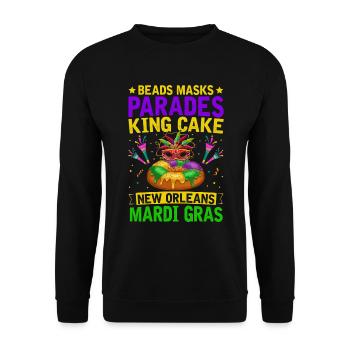 Mardi Gras New Orleans | Carnival & King Cake - Unisex Sweatshirt - black - Front - Alina (178cm) & Michal (187cm)