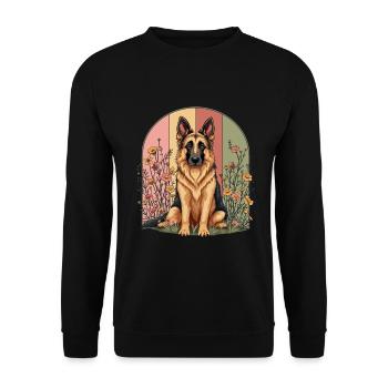 Berger Allemand Cottagecore Romance Floral - Sweat-shirt Unisexe - noir - Devant - Alina (178cm) & Michal (187cm)