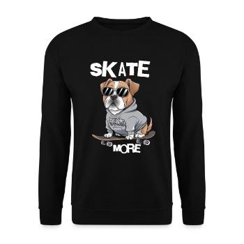 Skate Bulldog | Lustiges Skateboard Hund Motiv - Unisex Pullover - Schwarz - Vorne - Alina (178cm) & Michal (187cm)
