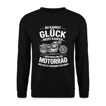 Motorrad Spruch | Motorrad & Wein - Unisex Pullover - Schwarz - Vorne - Alina (178cm) & Michal (187cm)