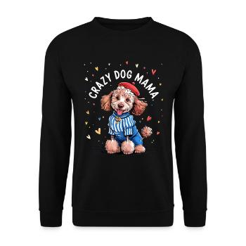 Maman Chien Déjantée avec Chien Mignon Stylé - Sweat-shirt Unisexe - noir - Devant - Alina (178cm) & Michal (187cm)