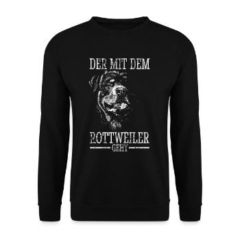 Rottweiler Rottie Papa Vater Mann Gassi Dad - Unisex Pullover - Schwarz - Vorne - Alina (178cm) & Michal (187cm)