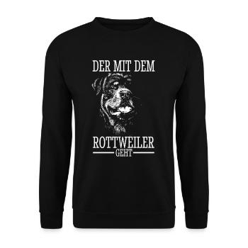 Rottweiler Rottie Papa Vater Mann Gassi Dad - Unisex Pullover - Schwarz - Vorne - Alina (178cm) & Michal (187cm)