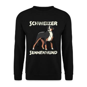 Sennenhund suisse Vintage Retro Tête de chien - Sweat-shirt Unisexe - noir - Devant - Alina (178cm) & Michal (187cm)