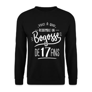 bogosse cadeau homme anniversaire 17 ans humour - Sweat-shirt Unisexe - noir - Devant - Alina (178cm) & Michal (187cm)