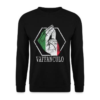 Drôle italienne Italie Vaffanculo geste hand - Sweat-shirt Unisexe - noir - Devant - Alina (178cm) & Michal (187cm)