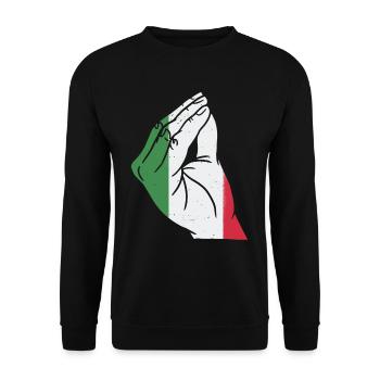 Italy Italian heart flag hand gesture pride - Unisex Sweatshirt - black - Front - Alina (178cm) & Michal (187cm)