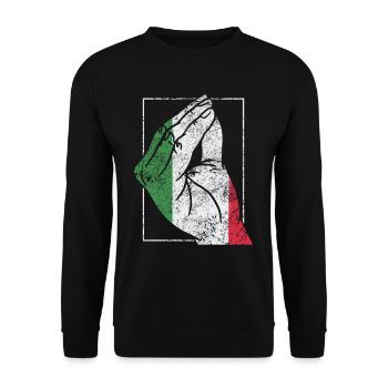 Italien Italienisches Herz Flagge Hand Geste Stolz - Unisex Pullover - Schwarz - Vorne - Alina (178cm) & Michal (187cm)