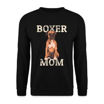 Boxer Mom Dog Vintage Face Cute - Unisex Pullover - Schwarz - Vorne - Alina (178cm) & Michal (187cm)