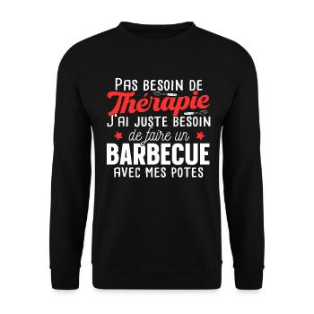 Barbecue Saucisse Viande Humour Grille Cadeau - Sweat-shirt Unisexe - noir - Devant - Alina (178cm) & Michal (187cm)