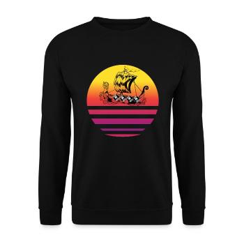 Viking navire Vintage rétro drakkar - Sweat-shirt Unisexe - noir - Devant - Alina (178cm) & Michal (187cm)