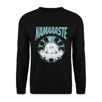 Namaste Weltraum Yoga Astronaut meditiert - Unisex Pullover - Schwarz - Vorne - Alina (178cm) & Michal (187cm)