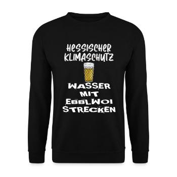 hessischer Klimaschutz Wasser mit Ebblwoi strecken - Unisex Pullover - Schwarz - Vorne - Alina (178cm) & Michal (187cm)