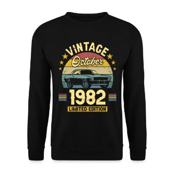Vintage Octobre 1982 40 Ans Anniversaire - Sweat-shirt Unisexe - noir - Devant - Alina (178cm) & Michal (187cm)