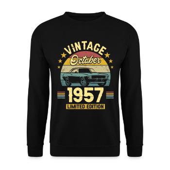 Vintage Octobre 1957 65 Ans Anniversaire - Sweat-shirt Unisexe - noir - Devant - Alina (178cm) & Michal (187cm)