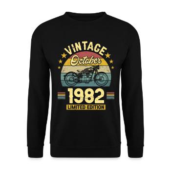 Vintage Octobre 1982 40 Ans Anniversaire - Sweat-shirt Unisexe - noir - Devant - Alina (178cm) & Michal (187cm)