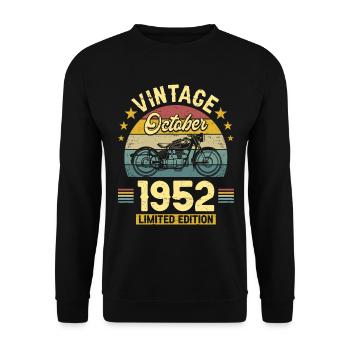 Vintage Octobre 1952 70 Ans Anniversaire - Sweat-shirt Unisexe - noir - Devant - Alina (178cm) & Michal (187cm)