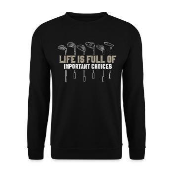 Golf Golfschläger - Unisex Pullover - Schwarz - Vorne - Alina (178cm) & Michal (187cm)