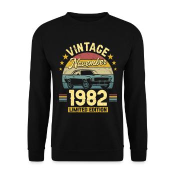 Vintage Novembre 1982 40 Ans Anniversaire - Sweat-shirt Unisexe - noir - Devant - Alina (178cm) & Michal (187cm)