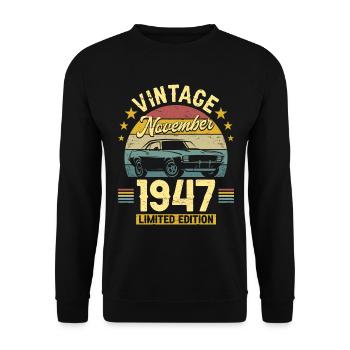 Vintage November 1947 75 years anniversary - Unisex Sweatshirt - black - Front - Alina (178cm) & Michal (187cm)