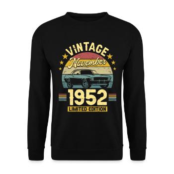 Vintage Novembre 1952 70 Ans Anniversaire - Sweat-shirt Unisexe - noir - Devant - Alina (178cm) & Michal (187cm)