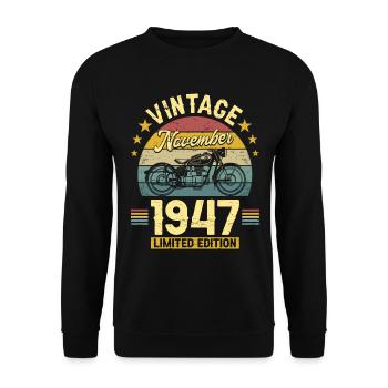 Vintage November 1947 75 years anniversary - Unisex Sweatshirt - black - Front - Alina (178cm) & Michal (187cm)
