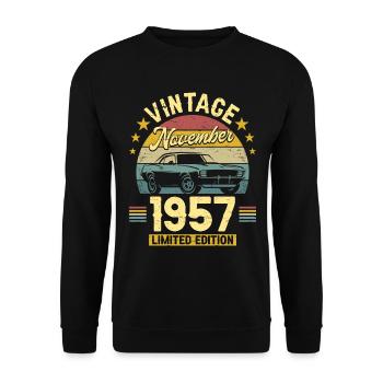 Vintage Novembre 1957 65 Ans Anniversaire - Sweat-shirt Unisexe - noir - Devant - Alina (178cm) & Michal (187cm)