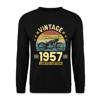 Vintage Novembre 1957 65 Ans Anniversaire - Sweat-shirt Unisexe - noir - Devant - Alina (178cm) & Michal (187cm)