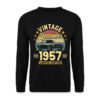 Vintage Décembre 1957 65 Ans Anniversaire - Sweat-shirt Unisexe - noir - Devant - Alina (178cm) & Michal (187cm)