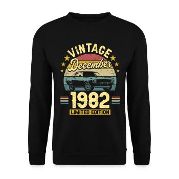 Vintage Décembre 1982 40 Ans Anniversaire - Sweat-shirt Unisexe - noir - Devant - Alina (178cm) & Michal (187cm)