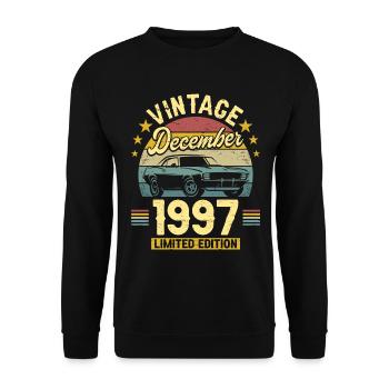 Vintage Décembre 1997 25 Ans Anniversaire - Sweat-shirt Unisexe - noir - Devant - Alina (178cm) & Michal (187cm)