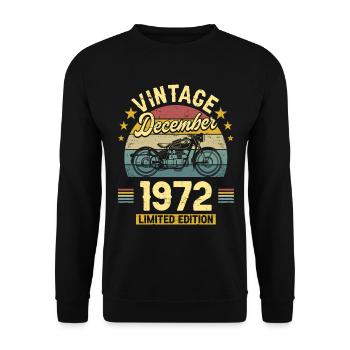 Vintage Décembre 1972 50 Ans Anniversaire - Sweat-shirt Unisexe - noir - Devant - Alina (178cm) & Michal (187cm)