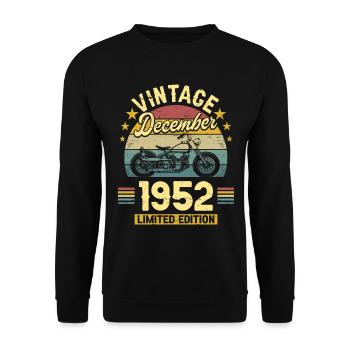Vintage Décembre 1952 70 Ans Anniversaire - Sweat-shirt Unisexe - noir - Devant - Alina (178cm) & Michal (187cm)