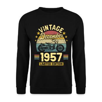 Vintage Décembre 1957 65 Ans Anniversaire - Sweat-shirt Unisexe - noir - Devant - Alina (178cm) & Michal (187cm)