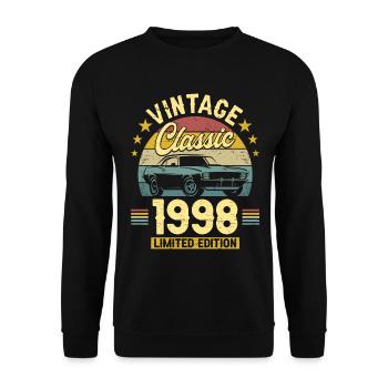 Voiture Vintage 1998 25 Ans Anniversaire - Sweat-shirt Unisexe - noir - Devant - Alina (178cm) & Michal (187cm)