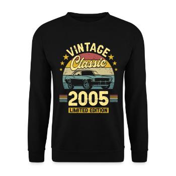 Voiture Vintage 2005 18 Ans Anniversaire - Sweat-shirt Unisexe - noir - Devant - Alina (178cm) & Michal (187cm)