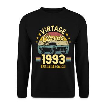 Autojahrgang 1993 30-jähriges Jubiläum - Unisex Pullover - Schwarz - Vorne - Alina (178cm) & Michal (187cm)