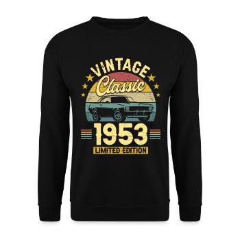 Car Vintage 1953 70 Years Anniversary - Unisex Sweatshirt - black - Front - Alina (178cm) & Michal (187cm)