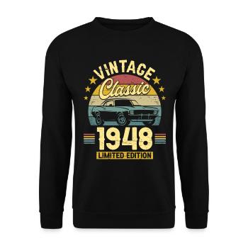 Car Vintage 1948 75 Years Anniversary - Unisex Sweatshirt - black - Front - Alina (178cm) & Michal (187cm)