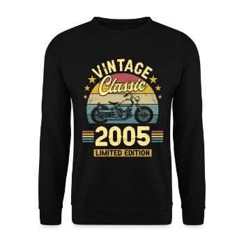 Moto Vintage 2005 18 Ans Anniversaire - Sweat-shirt Unisexe - noir - Devant - Alina (178cm) & Michal (187cm)