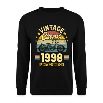 Moto Vintage 1998 25 Ans Anniversaire - Sweat-shirt Unisexe - noir - Devant - Alina (178cm) & Michal (187cm)