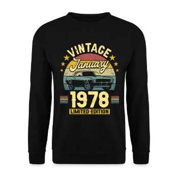 Vintage January 1978 45 years anniversary - Unisex Sweatshirt - black - Front - Alina (178cm) & Michal (187cm)