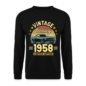 Vintage Février 1958 65 Ans Anniversaire - Sweat-shirt Unisexe - noir - Devant - Alina (178cm) & Michal (187cm)