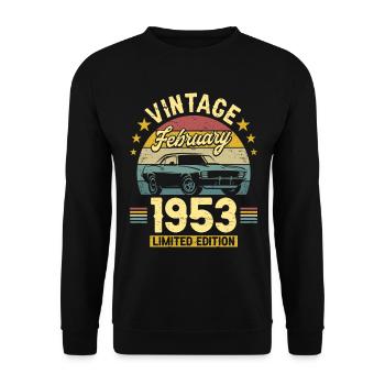 Vintage Février 1953 70 Ans Anniversaire - Sweat-shirt Unisexe - noir - Devant - Alina (178cm) & Michal (187cm)